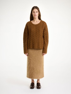 Dzianina By Malene Birger Cierra Cable-knit Sweater Bison | PL_BB47086