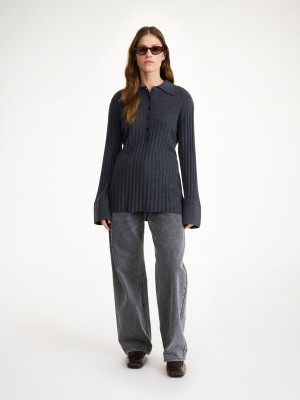 Dzianina By Malene Birger Delphine Merino Wool Sweater Szare | PL_BB79188