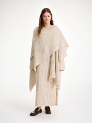 Dzianina By Malene Birger Kassillas Wool-blend Poncho Oyster Gray | PL_BB18097