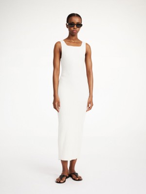 Dzianina By Malene Birger Milelo Maxi Dress Białe | PL_BB89106