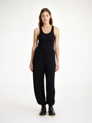 Dzianina By Malene Birger Tevana High-waisted Trousers Czarne | PL_BB28300