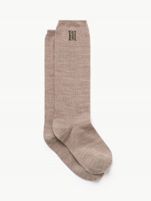 Inne Akcesoria By Malene Birger Leiann Socks Brązowe | PL_BB14625