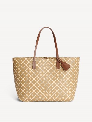 Torby By Malene Birger Abigail Printed Tote Beżowe | PL_BB38712