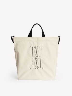 Torby By Malene Birger Shayan Organic Cotton Tote Białe | PL_BB43586