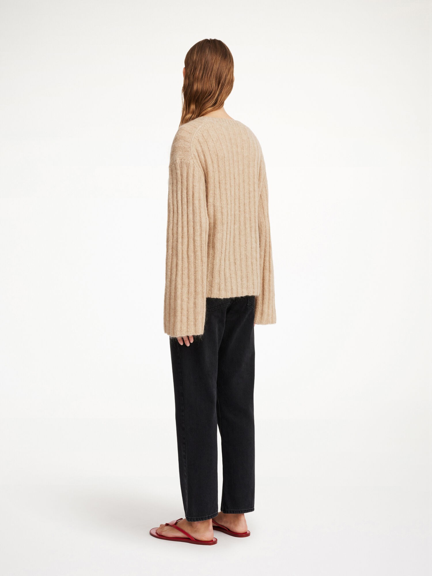 Dzianina By Malene Birger Cierra Ribbed Sweater Beżowe | PL_BB10813