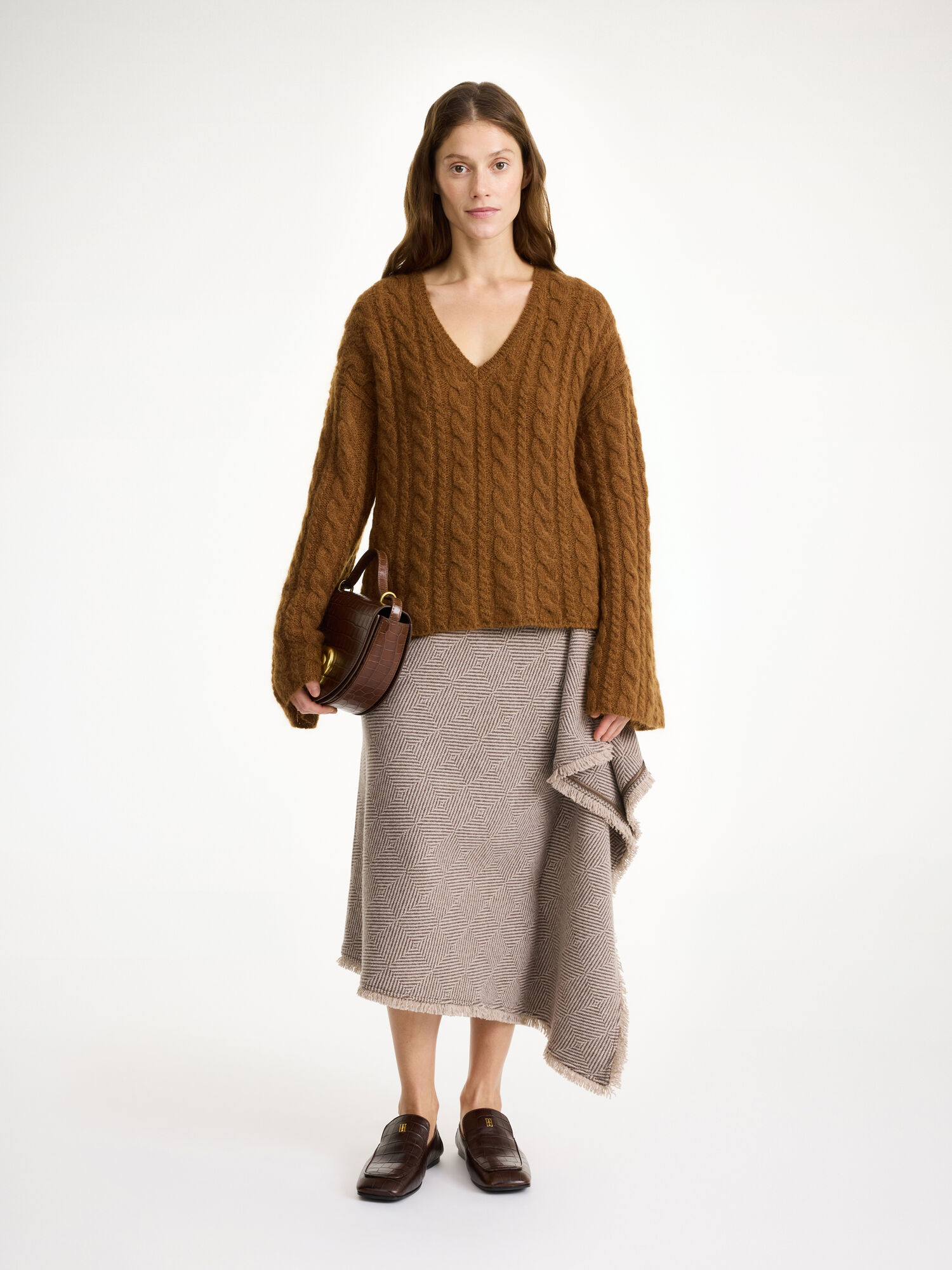 Dzianina By Malene Birger Cimone Cable-knit Sweater Bison | PL_BB82105