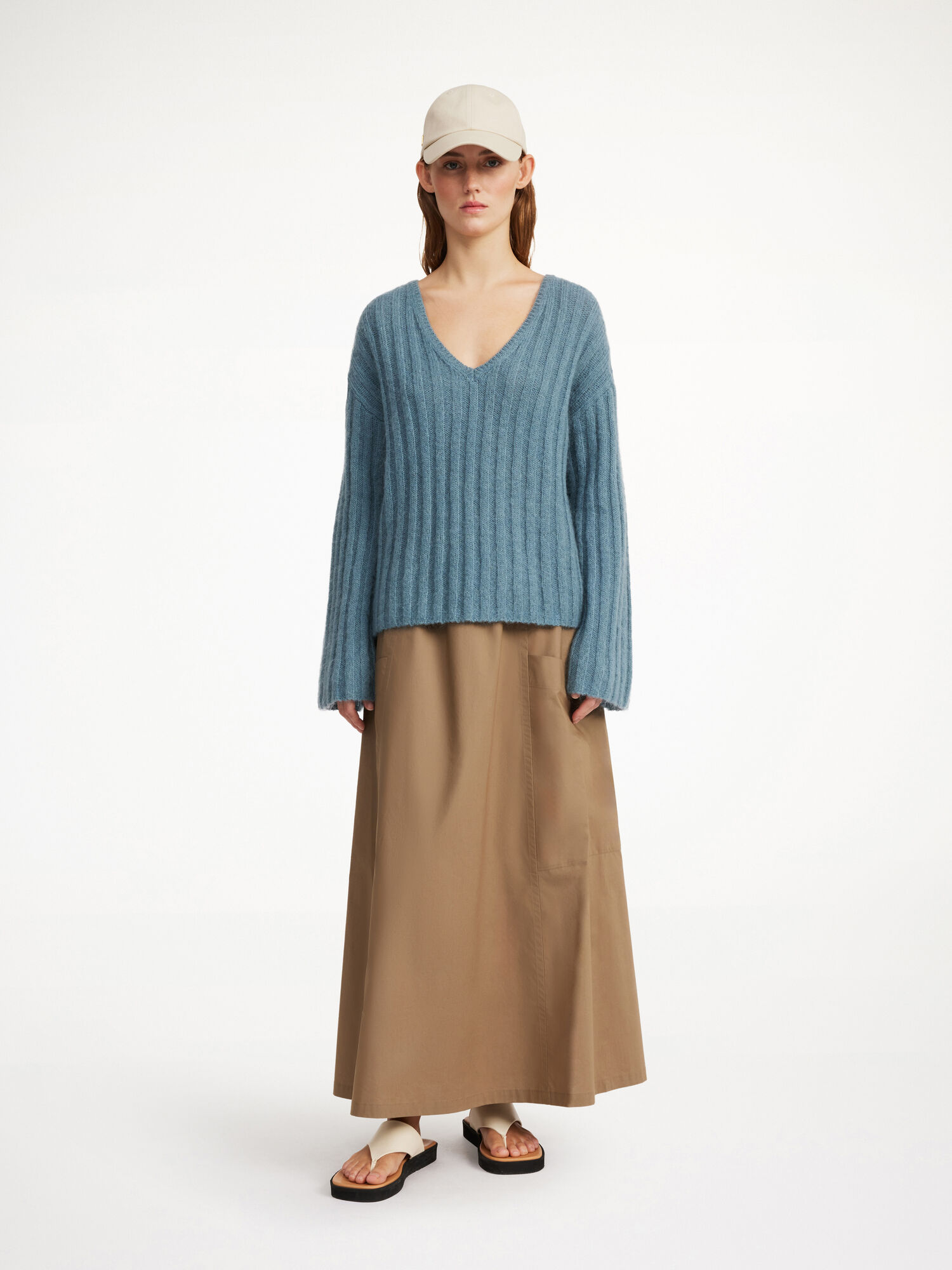 Dzianina By Malene Birger Cimone Ribbed Sweater Cool Water | PL_BB85080