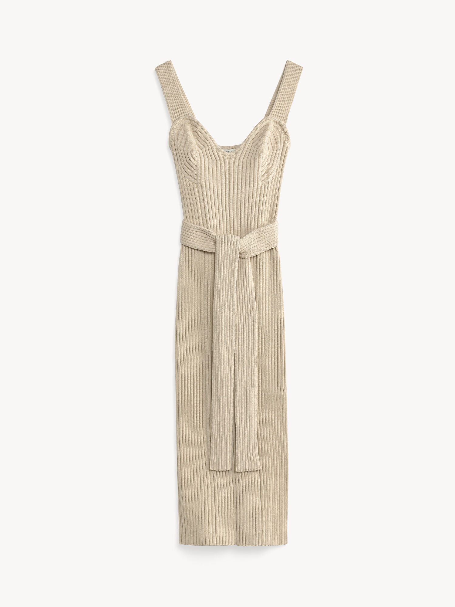 Dzianina By Malene Birger Honeya Ribbed Maxi Dress Oyster Gray | PL_BB80565