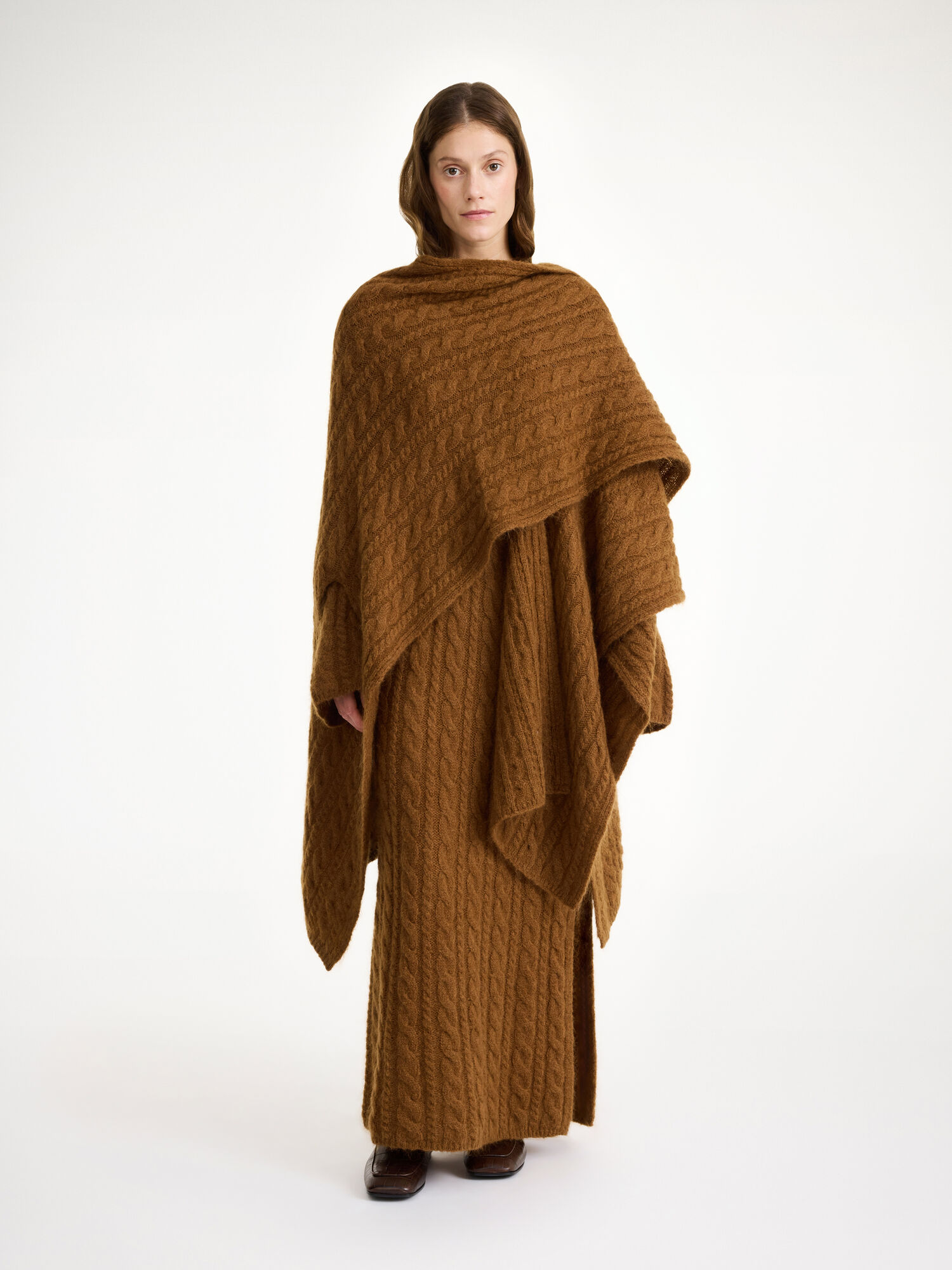 Dzianina By Malene Birger Kassillas Wool-blend Poncho Bison | PL_BB46659