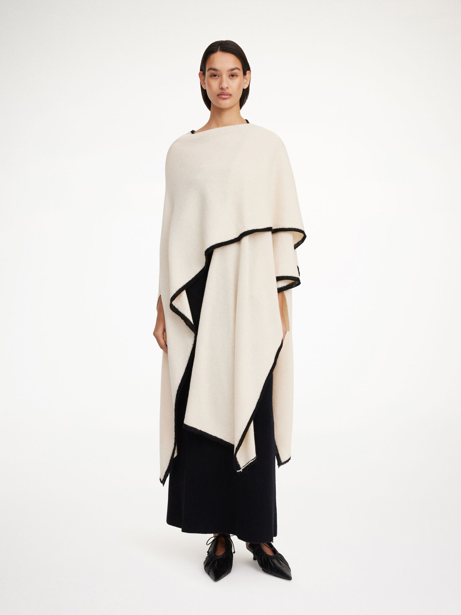 Dzianina By Malene Birger Kassira Merino-blend Poncho Oyster Gray | PL_BB15244