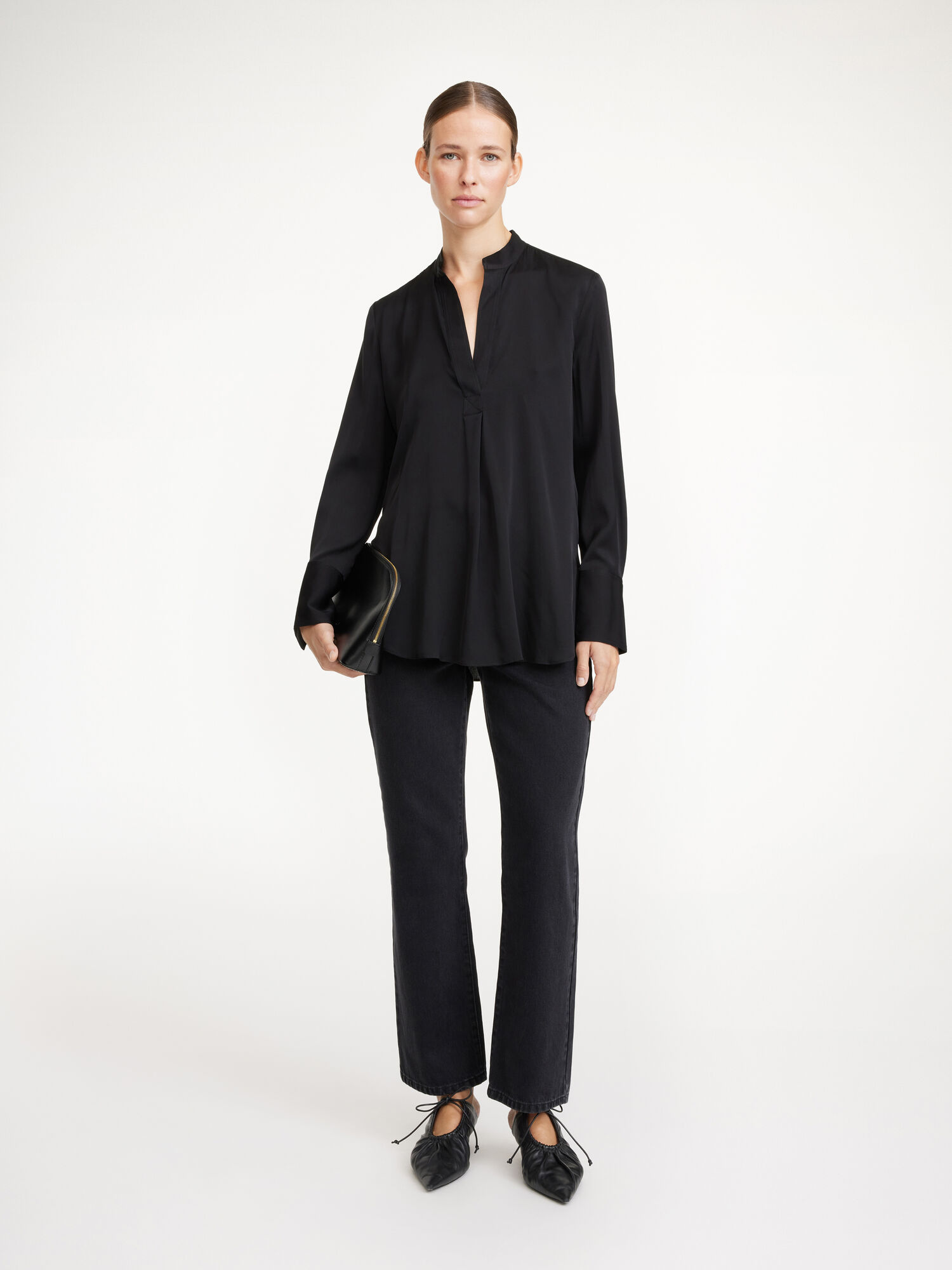 Koszule By Malene Birger Mabillon Silk Czarne | PL_BB40889