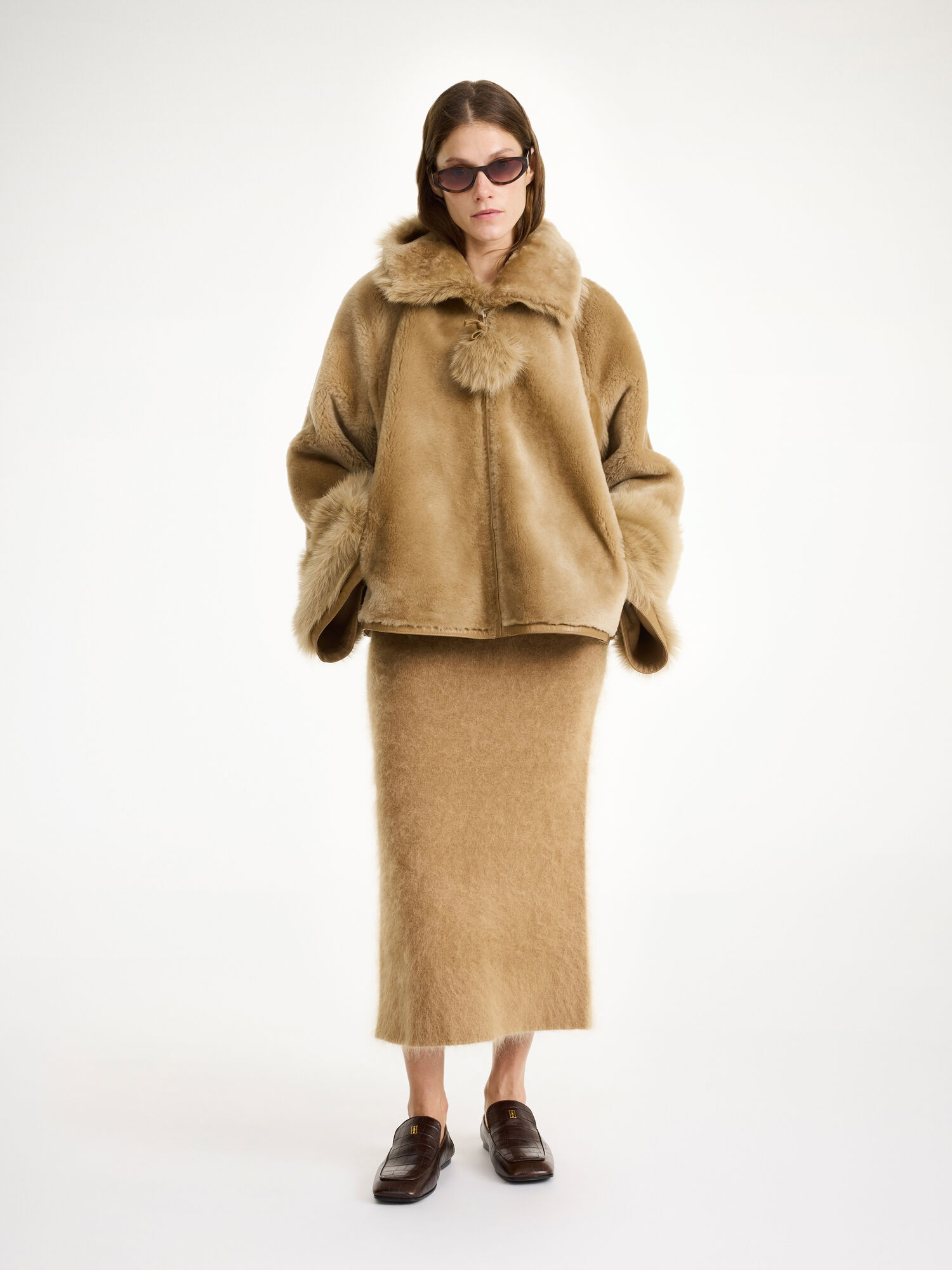 Kurtki By Malene Birger Odellies Shearling Tannin | PL_BB31891