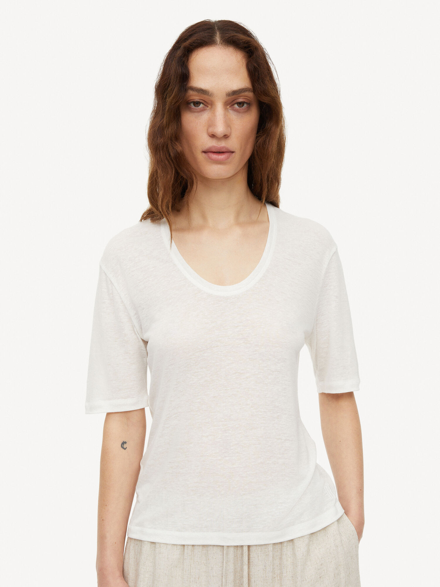 Najfatalniejszy By Malene Birger Amaringa T-shirt Białe | PL_BB33390