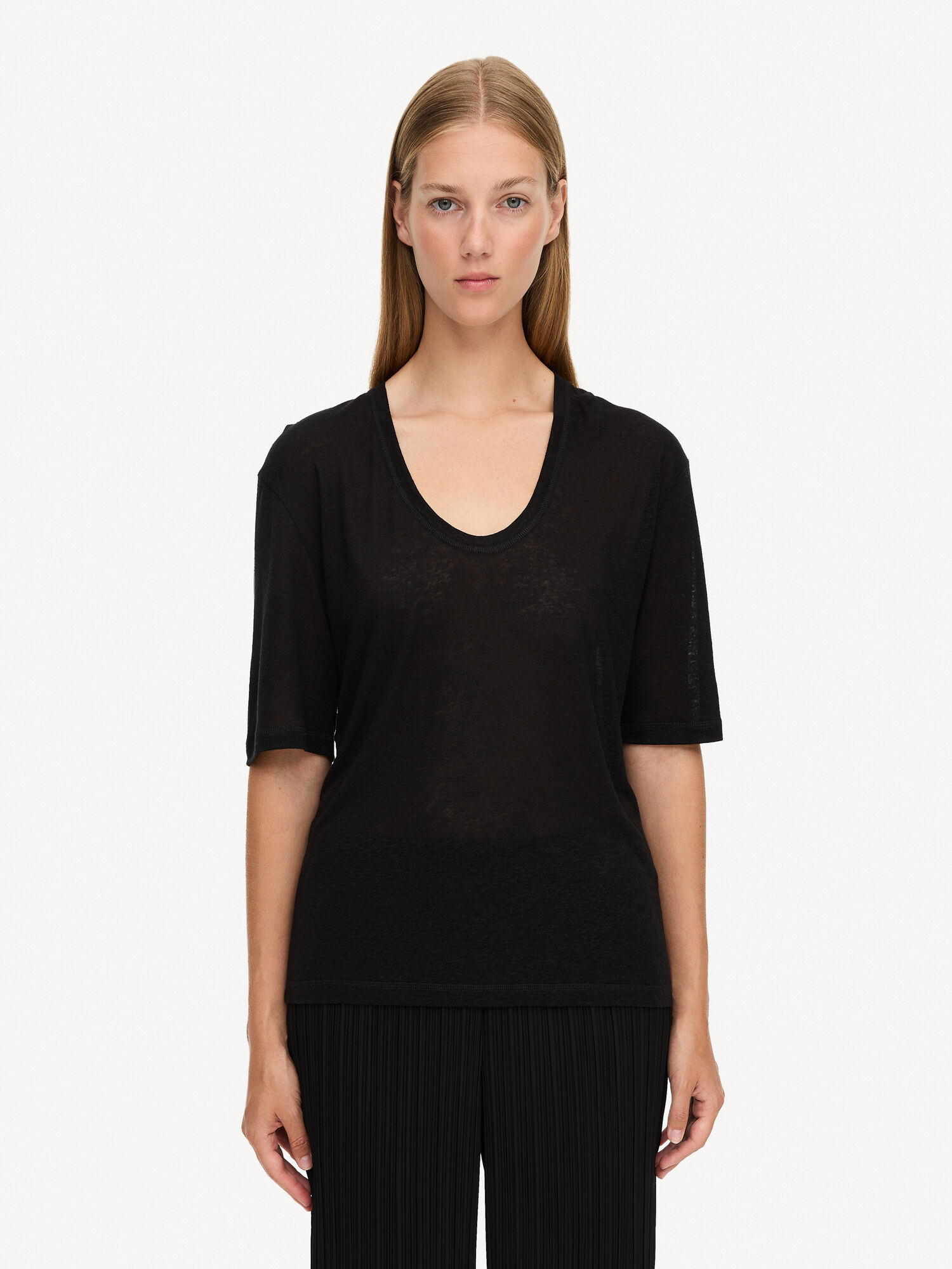 Najfatalniejszy By Malene Birger Amaringa T-shirt Czarne | PL_BB38187