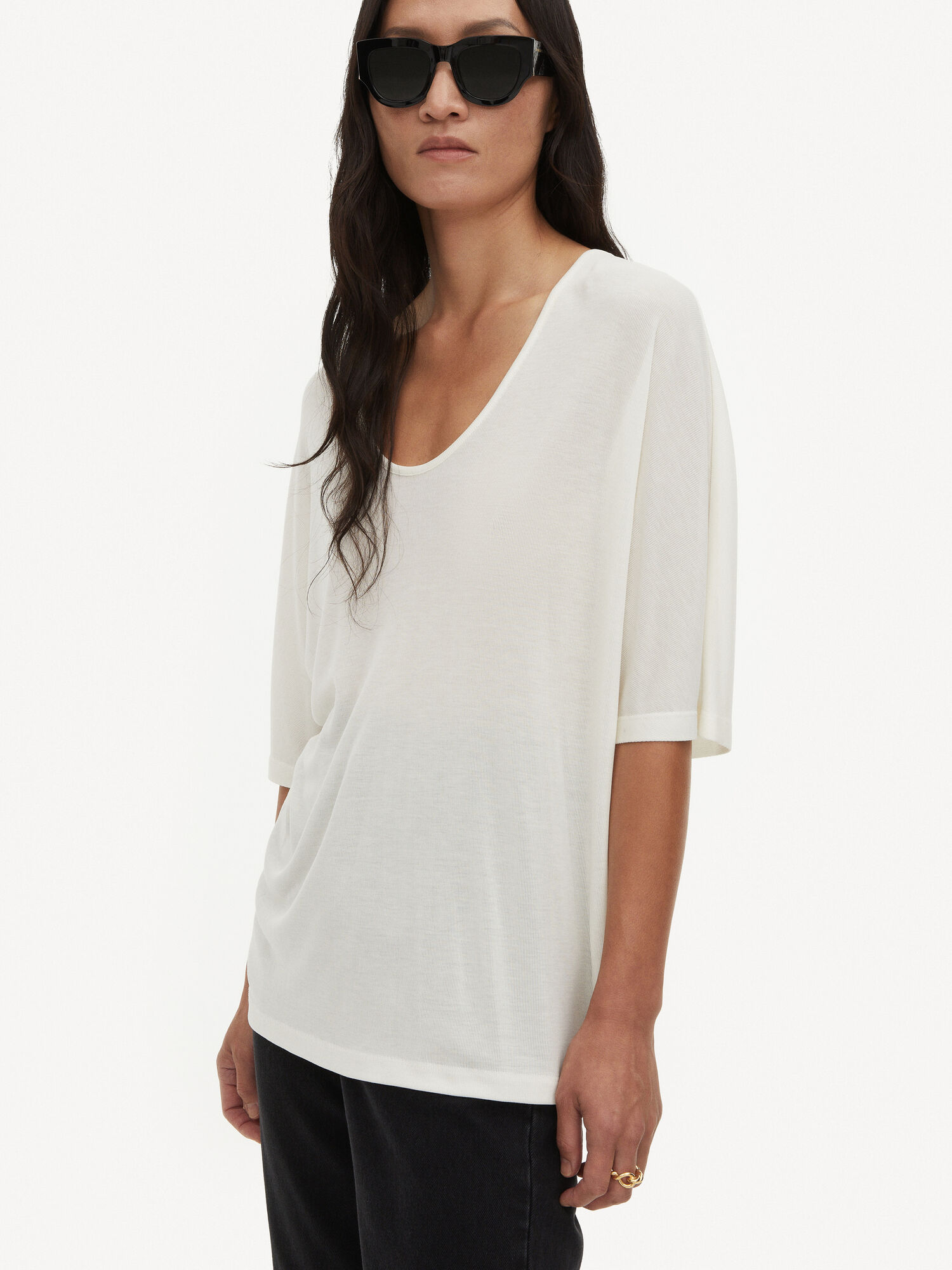 Najfatalniejszy By Malene Birger Cevina Oversized T-shirt Białe | PL_BB74975