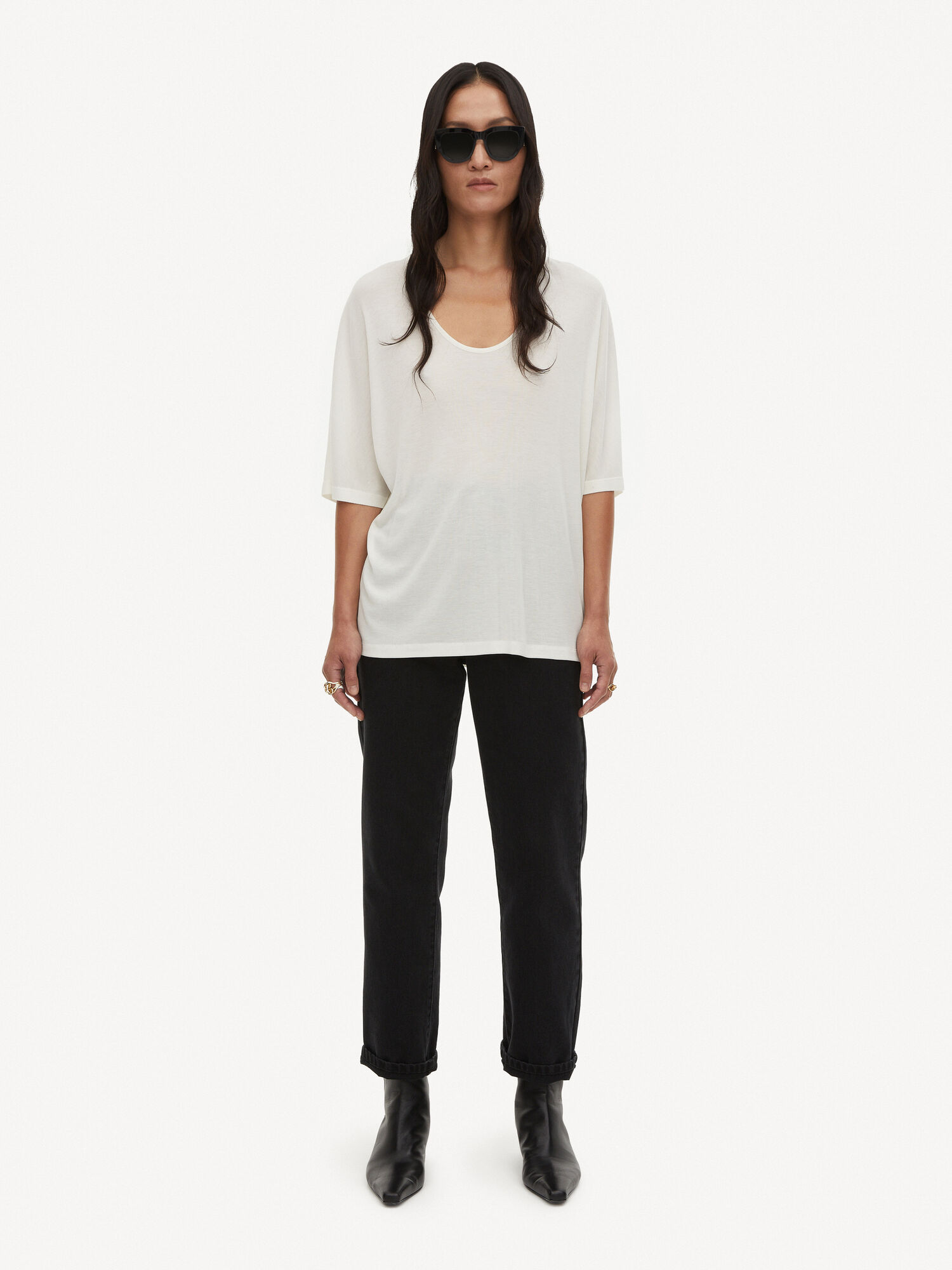 Najfatalniejszy By Malene Birger Cevina Oversized T-shirt Białe | PL_BB74975