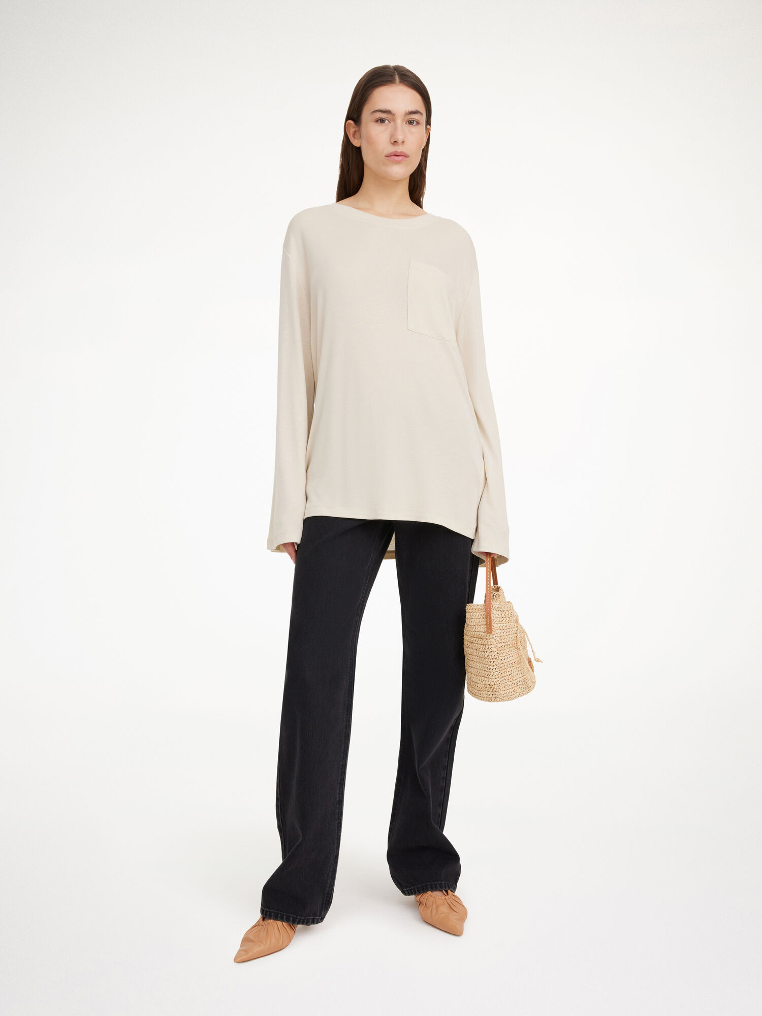 Najfatalniejszy By Malene Birger Fayeh Oversized Longsleeve Oyster Gray | PL_BB71892