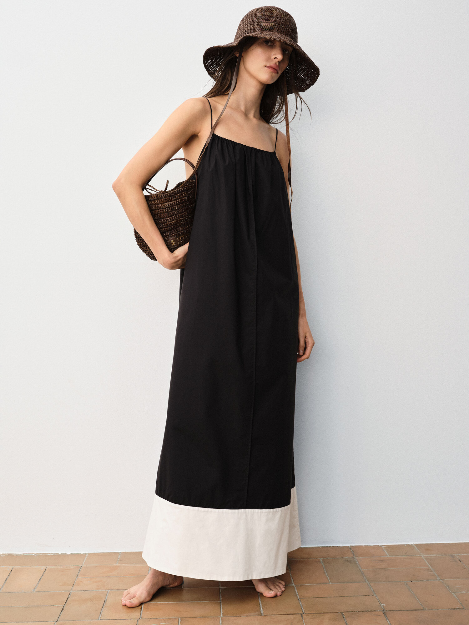 Sukienka By Malene Birger Lanney Organic Cotton Maxi Paski Czarne Białe | PL_BB74429