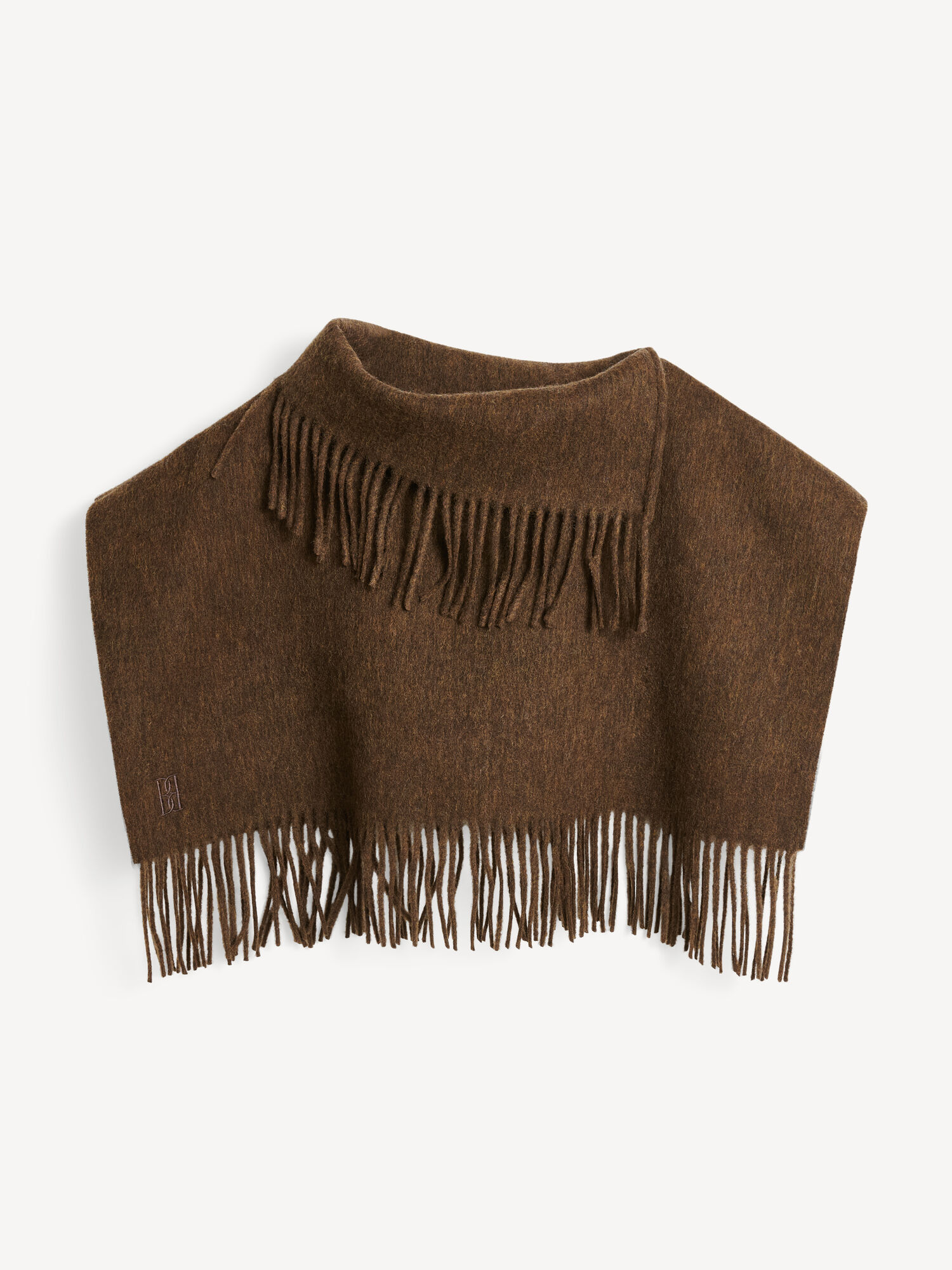 Szaliki By Malene Birger Turtla Wool Fringe Bib Shitake | PL_BB39872