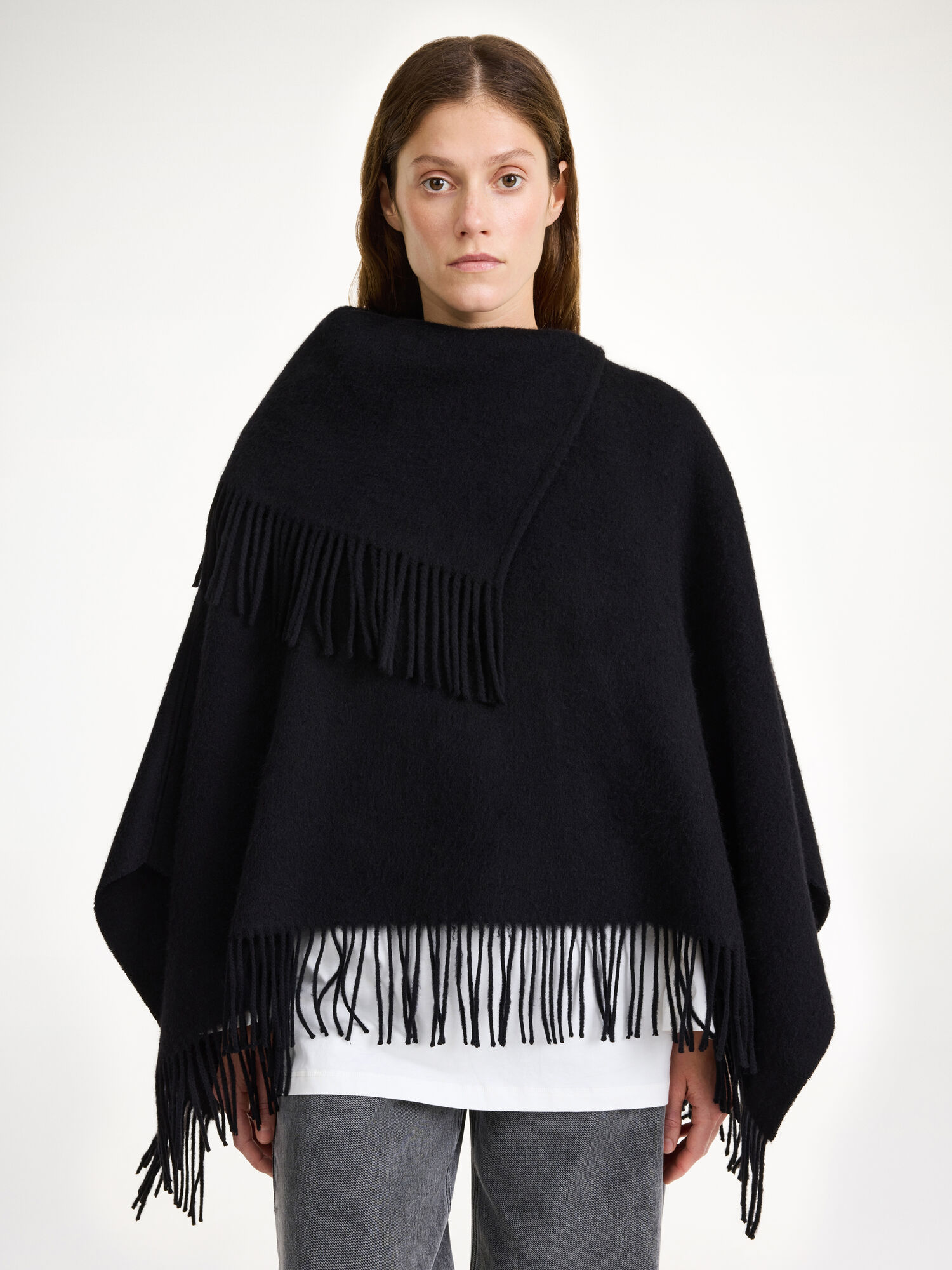 Szaliki By Malene Birger Turtma Wool Fringe Bib Czarne | PL_BB19534