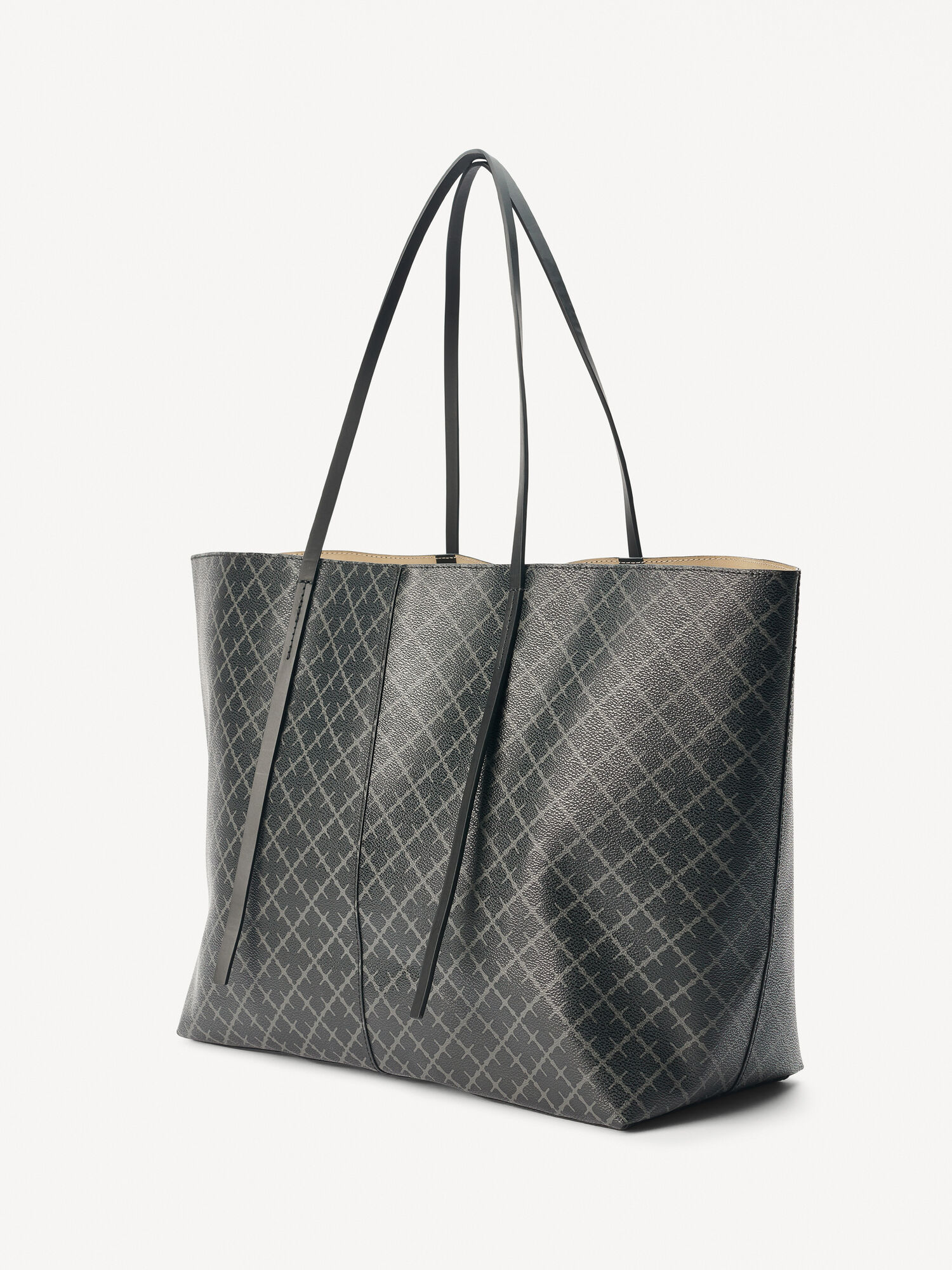 Torby By Malene Birger Abi Printed Tote Charcoal | PL_BB92548